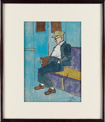 JOSEPH SOLMAN Seated Man on a Subway Car.